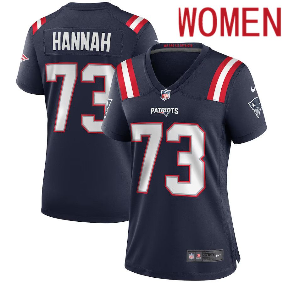Women New England Patriots 73 John Hannah Nike Navy Game Retired Player NFL Jersey